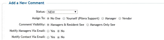 Notify options for when "Managers and Residents" are selected.