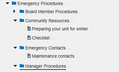 emergency procedures folder in the document library