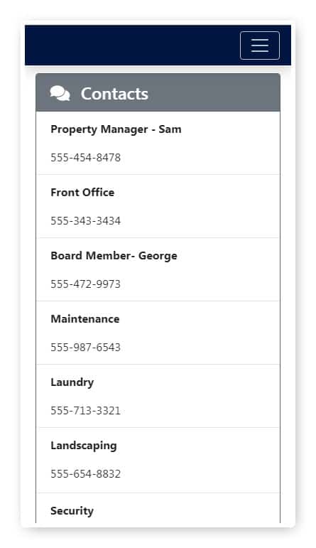 Community contacts in the resident portal