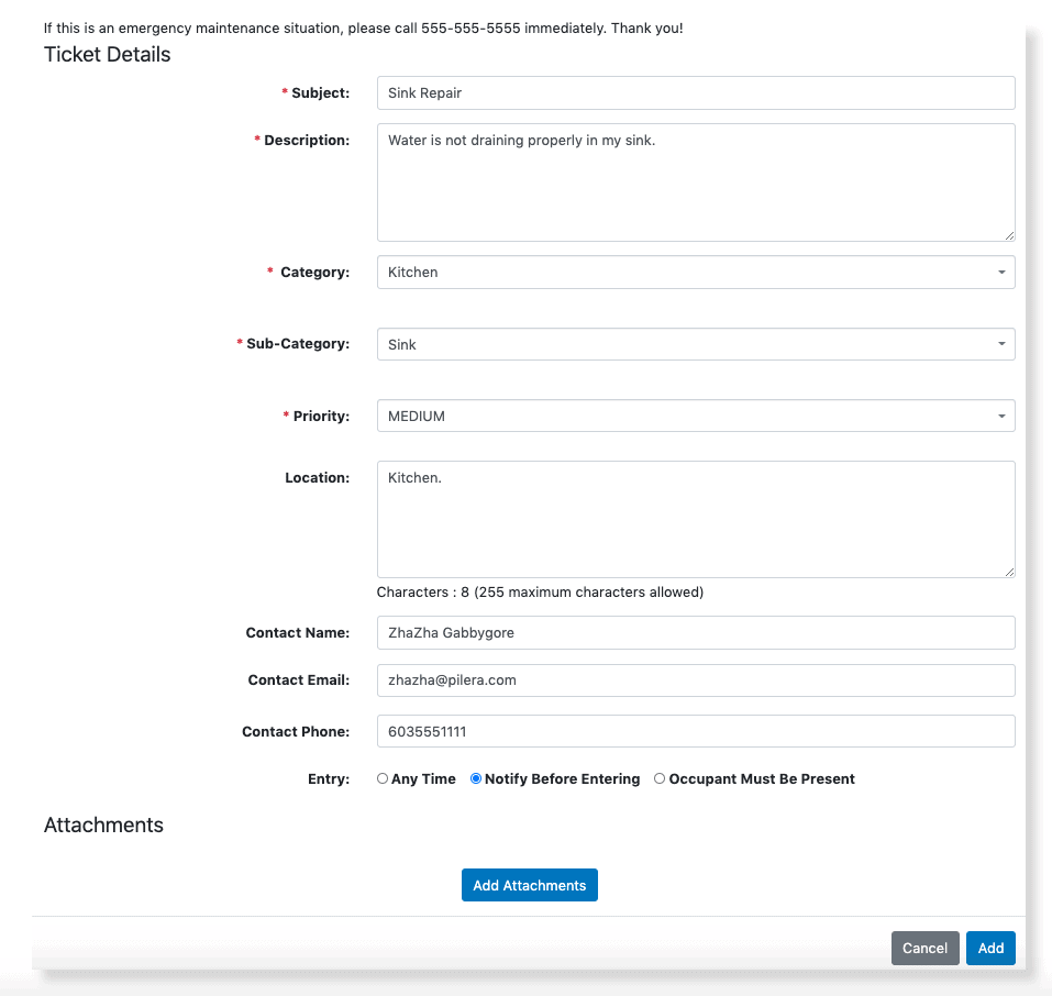 Work order request