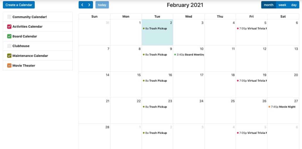 View recurring events in your community calendar.
